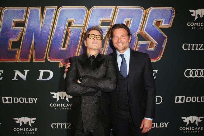 Robert Downey Jr. (Iron Man) y Bradley Cooper (Rocket).