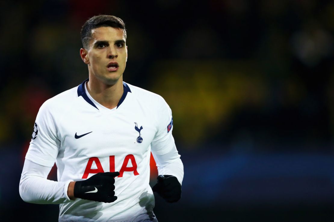 Erik Lamela del Tottenham en un partido de la Champions League contra el Borussia Dortmund en Dortmund, North Rhine-Westphalia. (Dean Mouhtaropoulos/Getty Images).