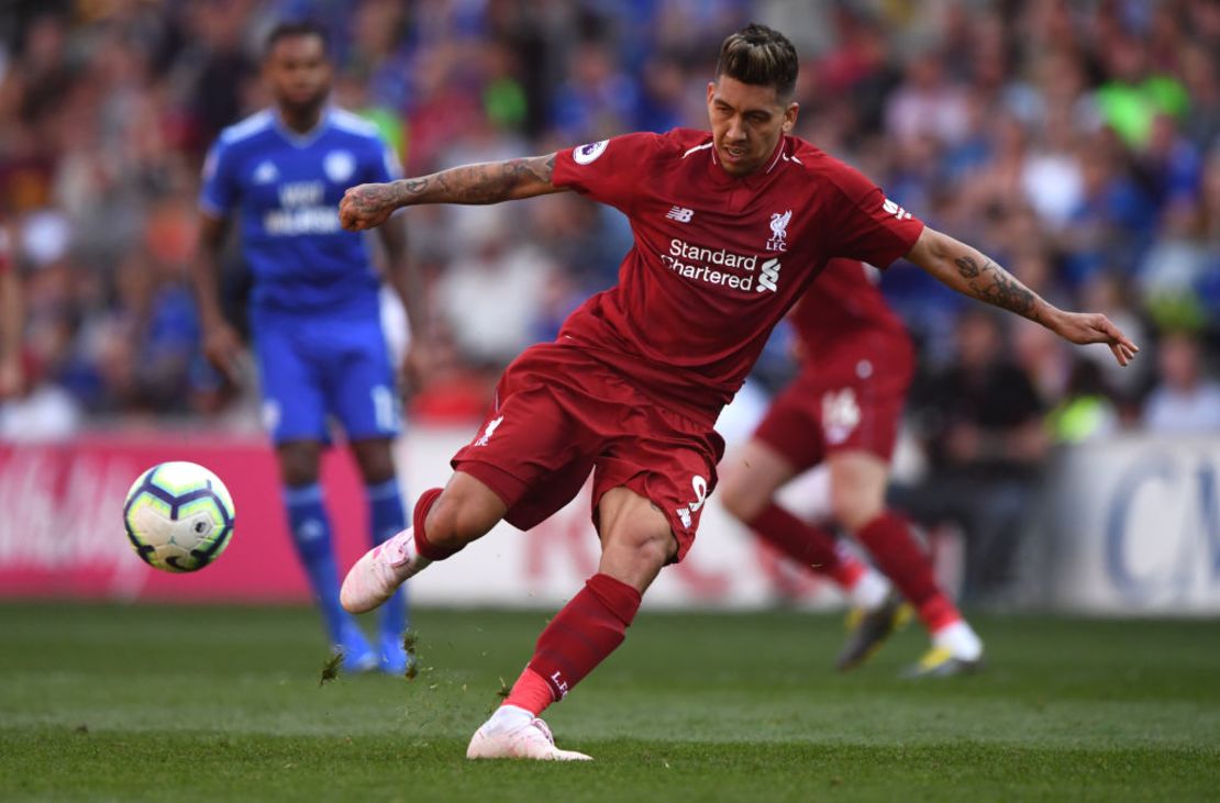 Roberto Firmino del Liverpool, durante un partido de la Liga Premier contra el Cardiff City en abril de 2019. (Stu Forster/Getty Images).