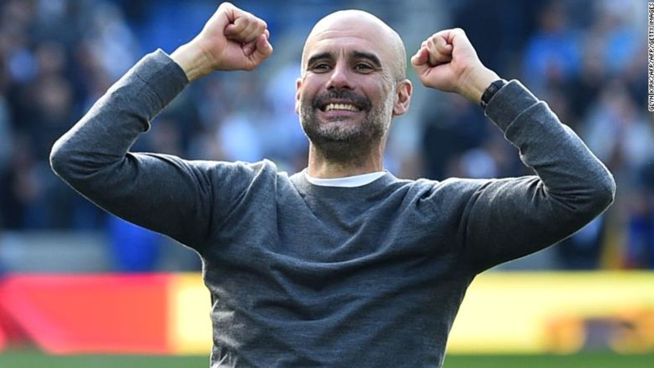 Pep Guardiola celebra su segundo título con Manchester City.