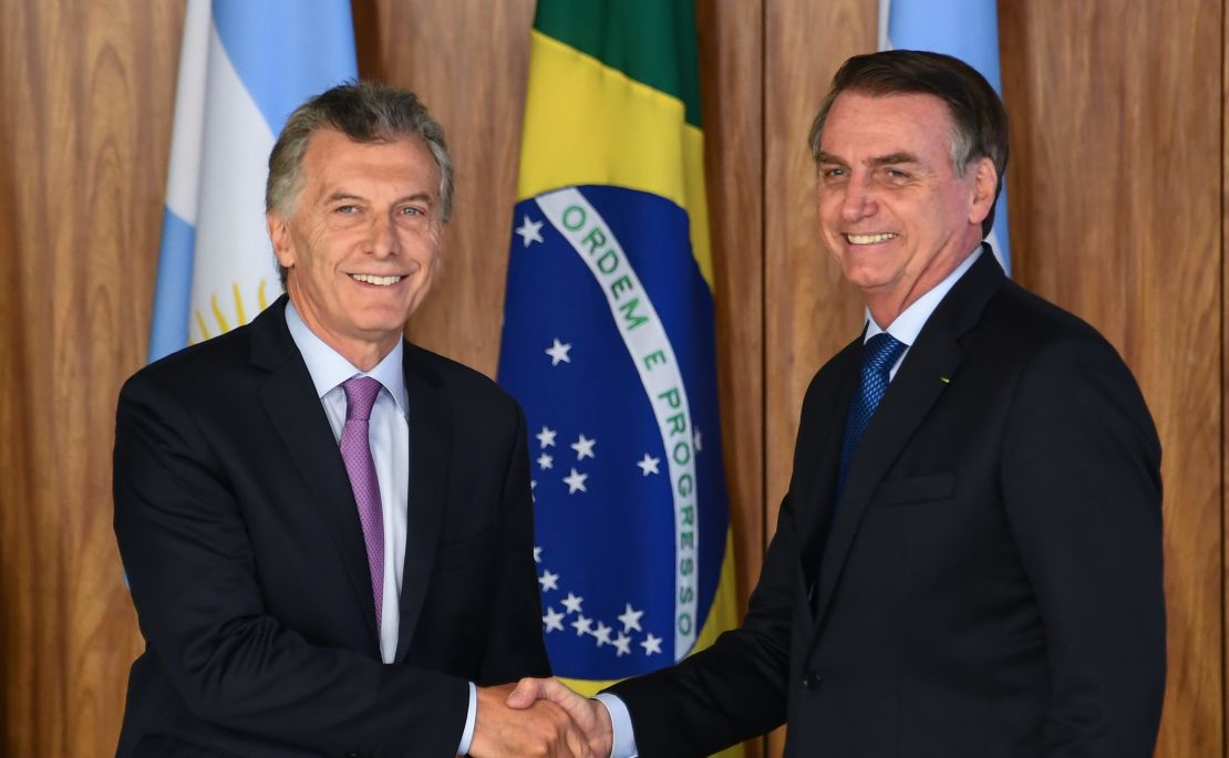 Los presidentes Mauricio Macri y Jair Bolsonaro durante una reunión en Brasilia, el 16 de enero de 2019.