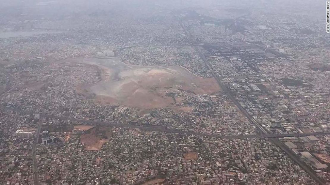 Vista aérea del embalse de Chembarambakkam, el 17 de junio.