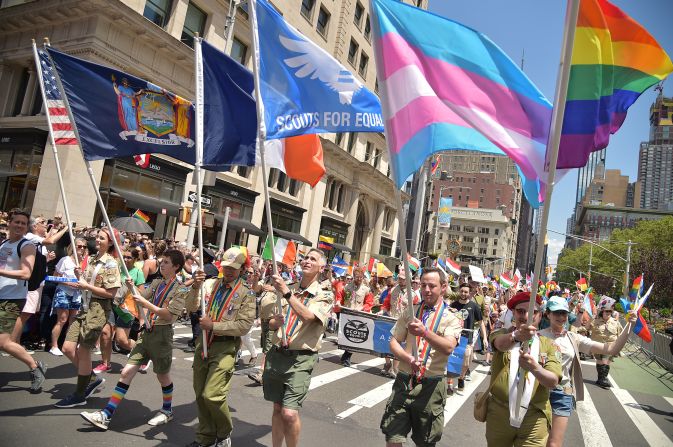 Un grupo de los Boys Scout participó en el desfile.