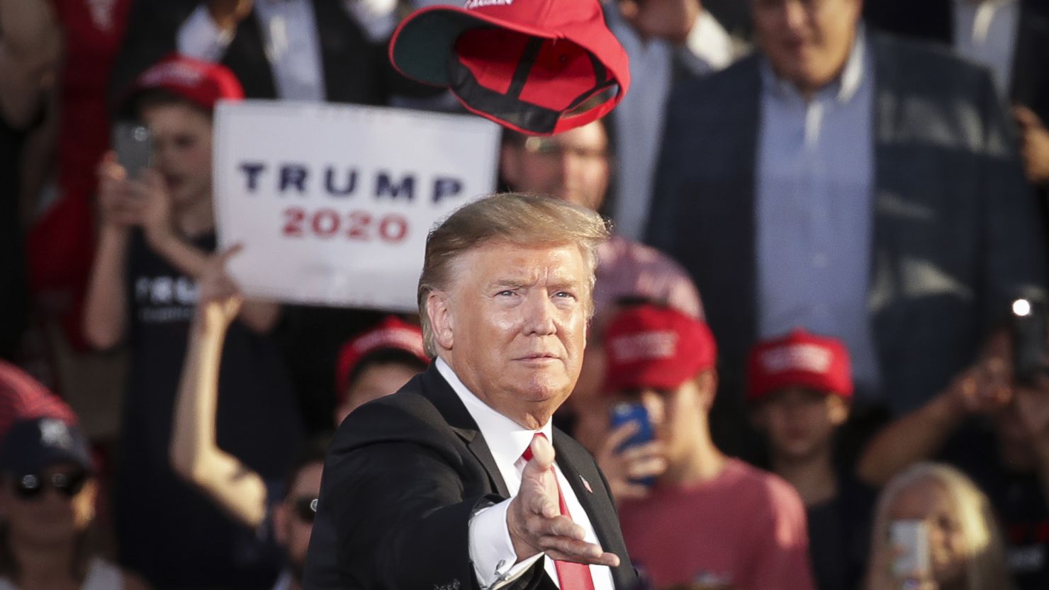 CNNE 674065 - donald trump holds "maga" rally in central pennsylvania