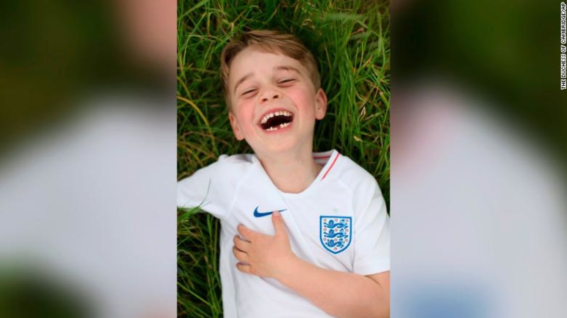 In this undated photo released by the Duke and Duchess of Cambridge on Sunday, July 21, 2019, Britain's Prince George poses for a photo taken by his mother, Kate, the Duchess of Cambridge, in the garden of their home at Kensington Palace, London. Prince George will celebrate his sixth birthday on Monday, July 22.