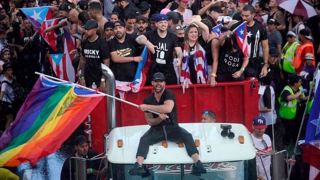 El cantante Ricky Martin, al frente de las protestas en Puerto Rico.