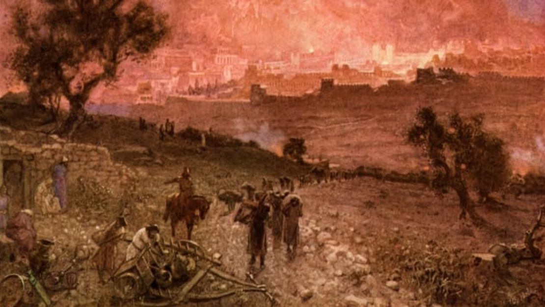 Una ilustración de la conquista de Jerusalén por Babilonia, por William Hole, 1846-1917.