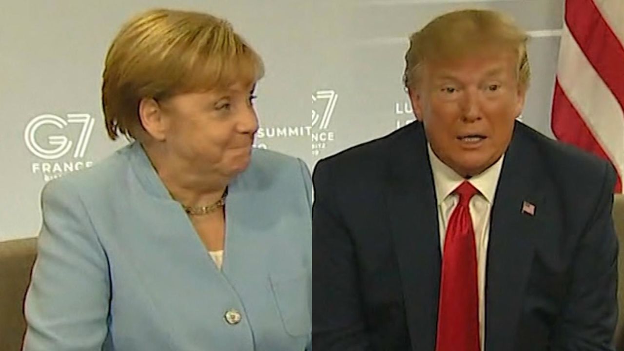 CNNE 694380 - trump hace reir a merkel- "tengo sangre alemana"