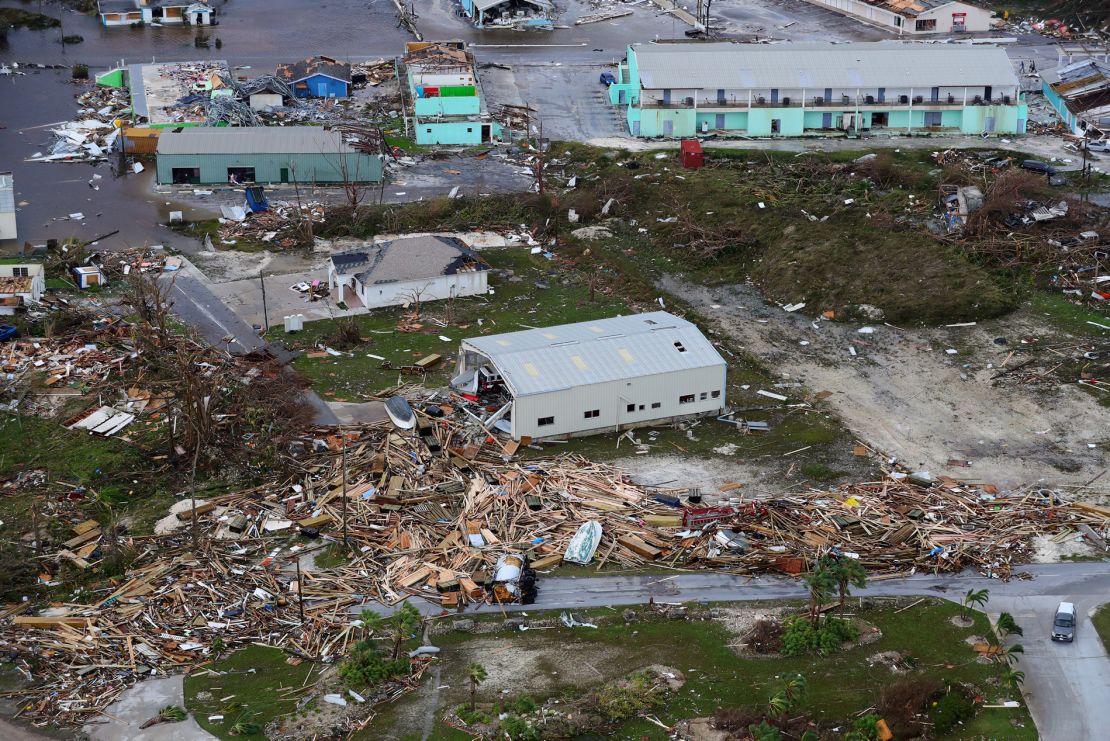 Ariel image of the island Great Abaco, the island was one of the first to get hit by Hurricane Dorian after she turned in to a category 5 hurricane. RFA Mounts is embarked with a Wildcat helicopter that has been conducting reconnaissance flights over the islands to assess the damage and provide important intelligence to The Bahamian government and the team of DFID experts who have deployed to the region. 

RFA Mounts Bay is equipped with a dedicated Humanitarian and Disaster Relief team made up of personnel from the Royal Engineers and Royal Logistic Corps team and is carrying vital aid and specialist equipment, such as all-terrain quads, dump trucks, diggers and stores. The ship is also able to provide essential medical care.