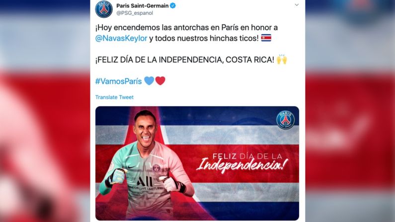 El París Saint German festejó con el portero Keylor Navas la independencia de su país.