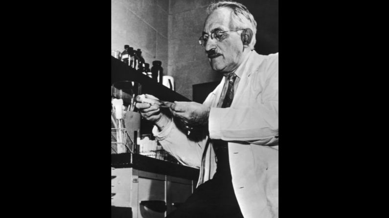 1952 — Selman Abraham Waksman fue premiado por desarrollar el estreptomicina, el primer antibiótico para tratar la tuberculosis. Sin embargo, el crédito único para Waksman es polémico, pues Albert Schatz, uno de los estudiantes de posgrado de Waksman en la Universidad de Rutgers, fue considerado como co-descubridor de la droga. (Keystone-France / Getty Images).