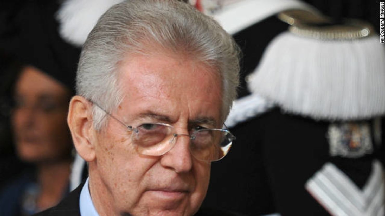 Mario Monti dijo que Italia debe tomar “sacrificios necesarios” o correr el riesgo de la destrucción del euro.