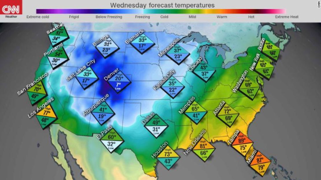 Las frías temperaturas que se pronostican para este miércoles.