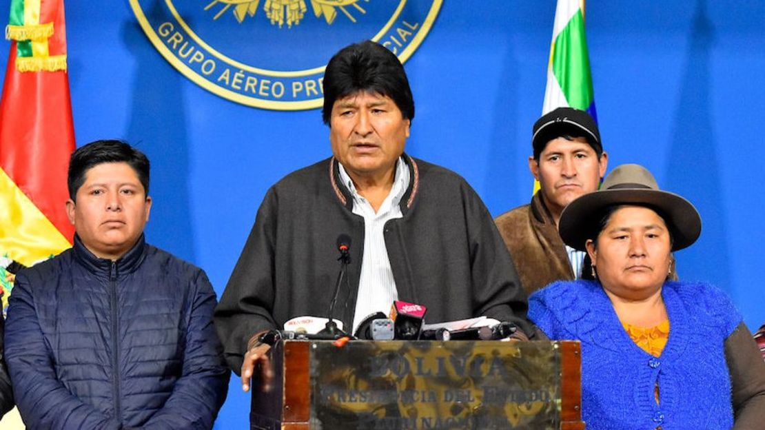 Evo Morales, presidente de Bolivia, al momento de anunciar su renuncia.