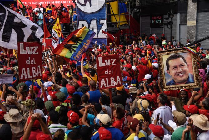 Imagen de la marcha oficialista en las calles de Caracas este sábado.