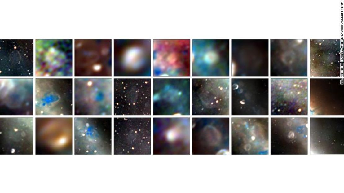 Los 27 restos de supernova recién descubiertos se muestran en esta imagen.