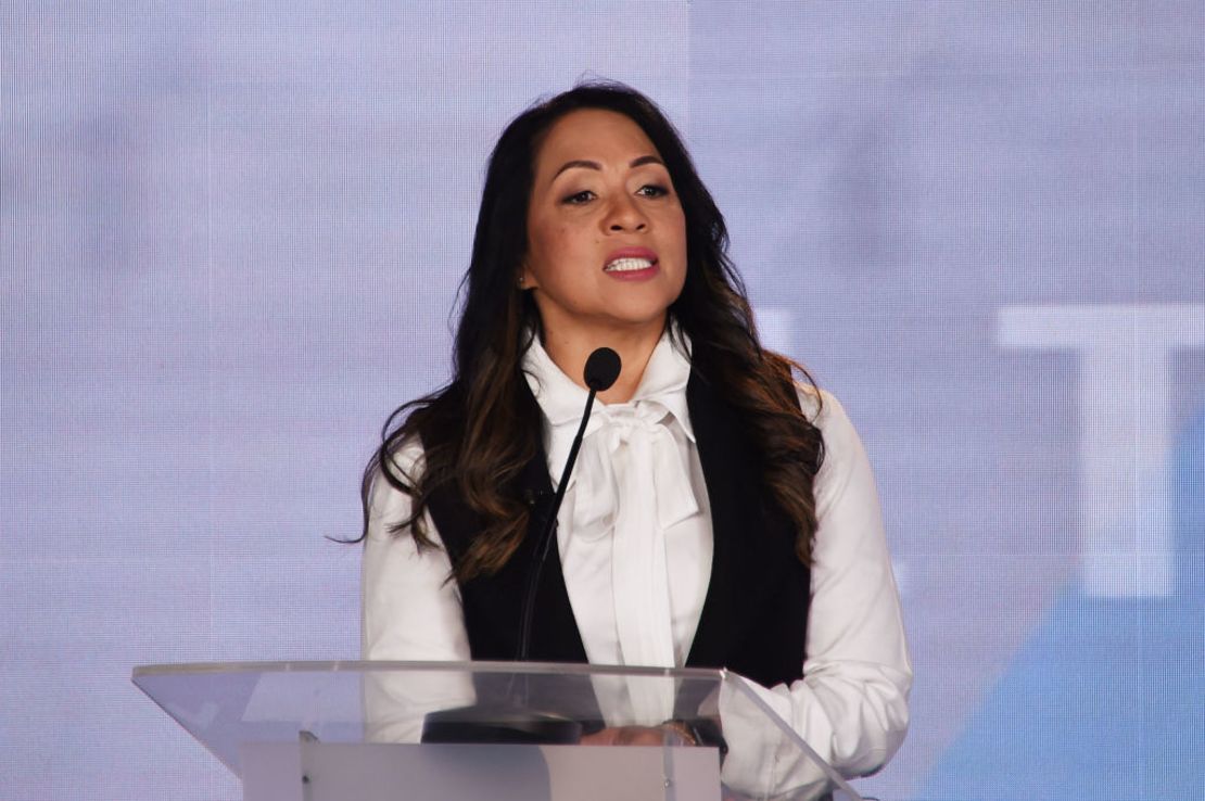 Marelen Castillo, candidata a la vicepresidencia de Liga de Gobernantes Anticorrupción, durante un debate en Bogotá, Colombia, el 30 de marzo de 2022.