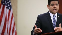 WASHINGTON, DC - JUNE 22:  Rep. Raul Ruiz (D-CA) talks about the Trump tax cuts during a news conference at the U.S. Capitol Visitors Center June 22, 2018 in Washington, DC. Ruiz and House Democrats invited "Americans impacted by the GOP tax scam" to participate in the news conference six months after the Tax Cuts and Jobs Act became law.