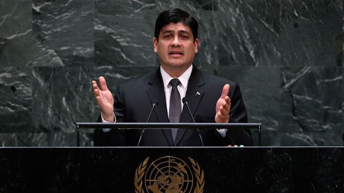 El presidente de Costa Rica, Carlos Alvarado Quesada, durante su participación en la Asamblea General de la ONU, el 25 de septiembre de 2019. JOHANNES EISELE/AFP via Getty Images)