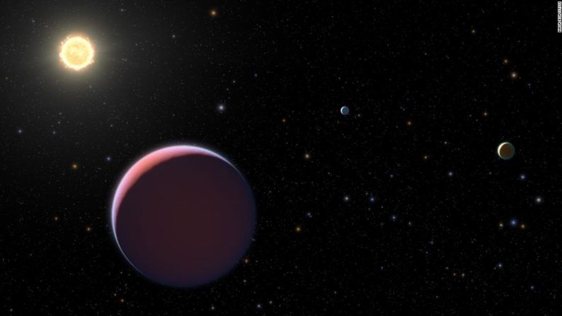 La ilustración de este artista del sistema Kepler 51 muestra exoplanetas superhinchados recientemente descubiertos, que también se llaman exoplanetas de "algodón de azúcar" porque son muy livianos. NASA / ESA / STSci