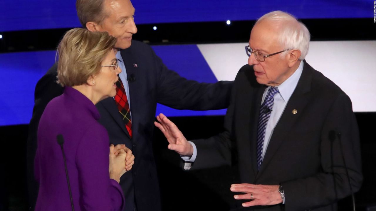 CNNE 760240 - altercado de warren y sanders tras el debate democrata