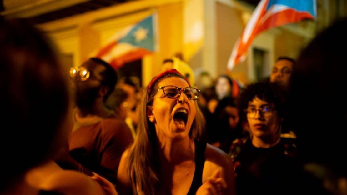 Protestas contra la gobernadora de Puerto Rico, Wanda Vázquez, el lunes en San Juan.