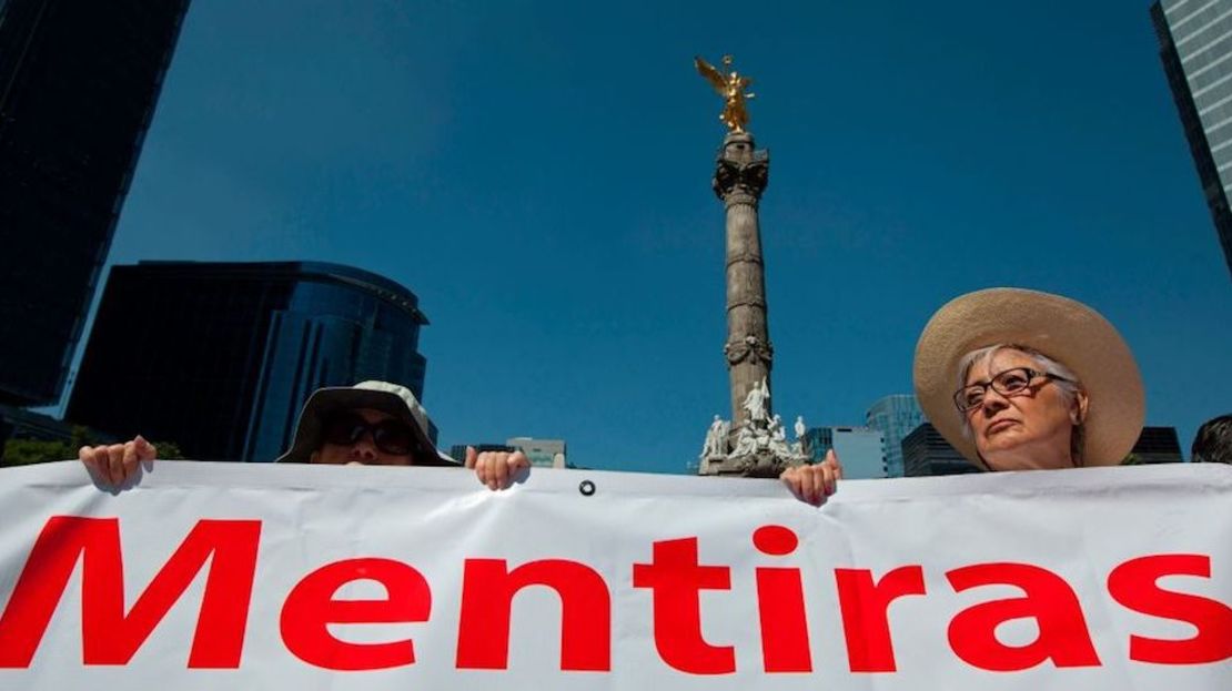 Manifestación contra el gobierno del presidente de México, Andrés Manuel López Obrador, el 1 de septiembre de 2019 en Ciudad de México.