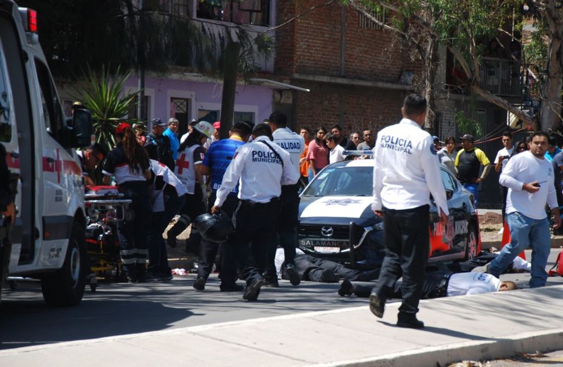 EImagen de archivo. La escena del crimen de un tiroteo en Salamanca, Guanajuato, en el que seis personas murieron en un ataque armado en junio de 2018.