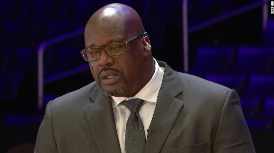 Shaquille O'Neal durante el homenaje a Kobe Bryant.