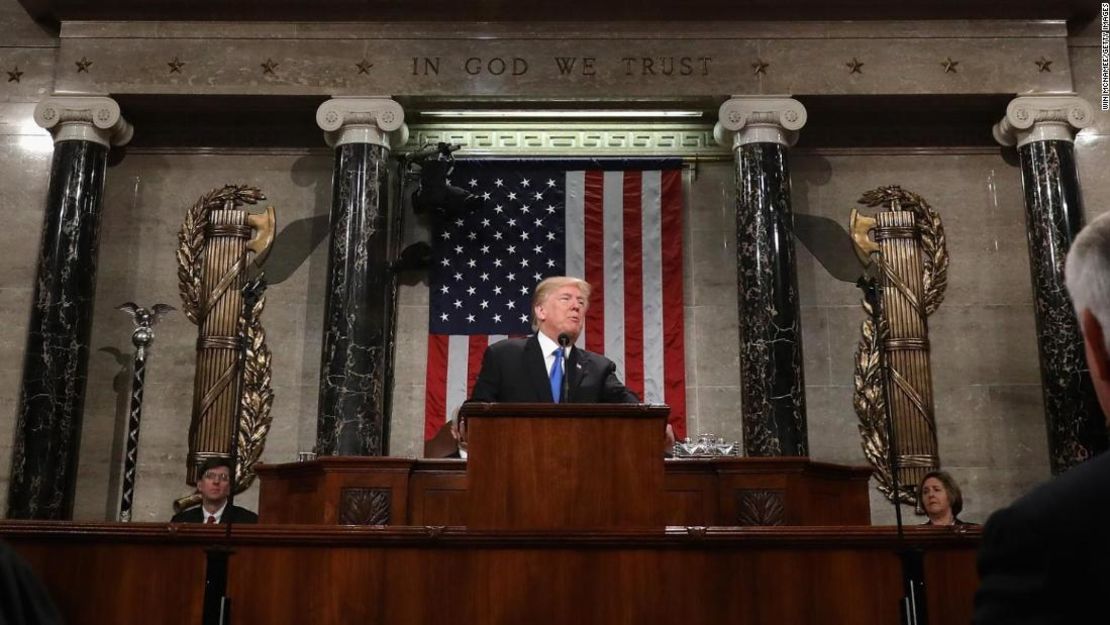 Trump en su discurso del Estado de la Unión el 30 de enero de 2018.