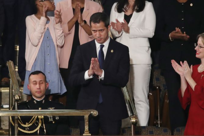 El líder de la oposición venezolana, Juan Guaidó, fue uno de los invitados en el discurso del estado de la Unión de este martes.