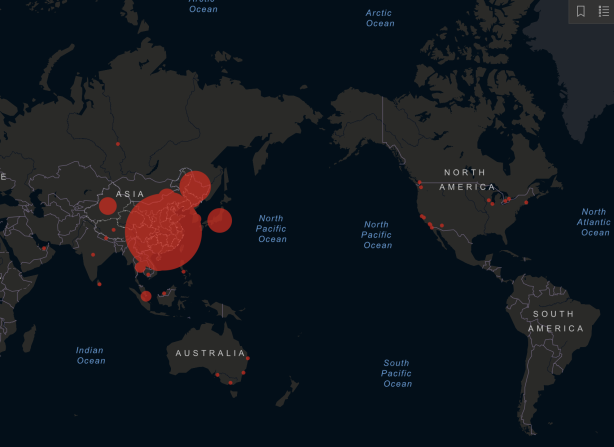 El mapa de casos de coronavirus de la Universidad Johns Hopkins se actualiza en tiempo real a medida que las agencias de salud globales confirman más casos. Así era el mapa el 13 de febrero: la atención puesta sobre Asia. Mira la galería →