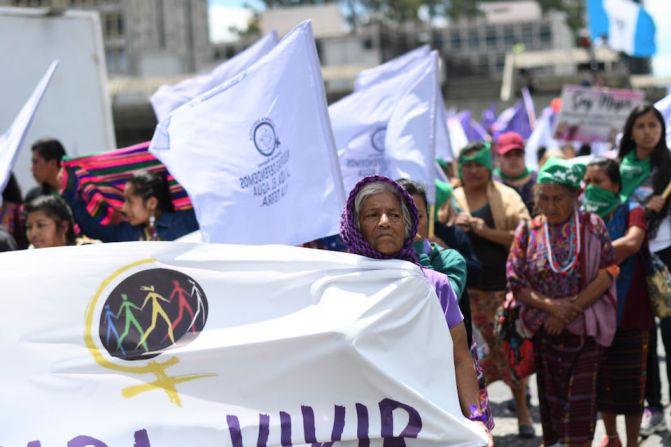 Marcha por el Día Internacional de la Mujer en Ciudad de Guatemala.