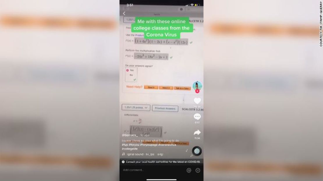 El video de TikTok de Tia Stamp-Querry sobre la dificultad para recordar lo que aprendieron en las clases de matemáticas durante el año.