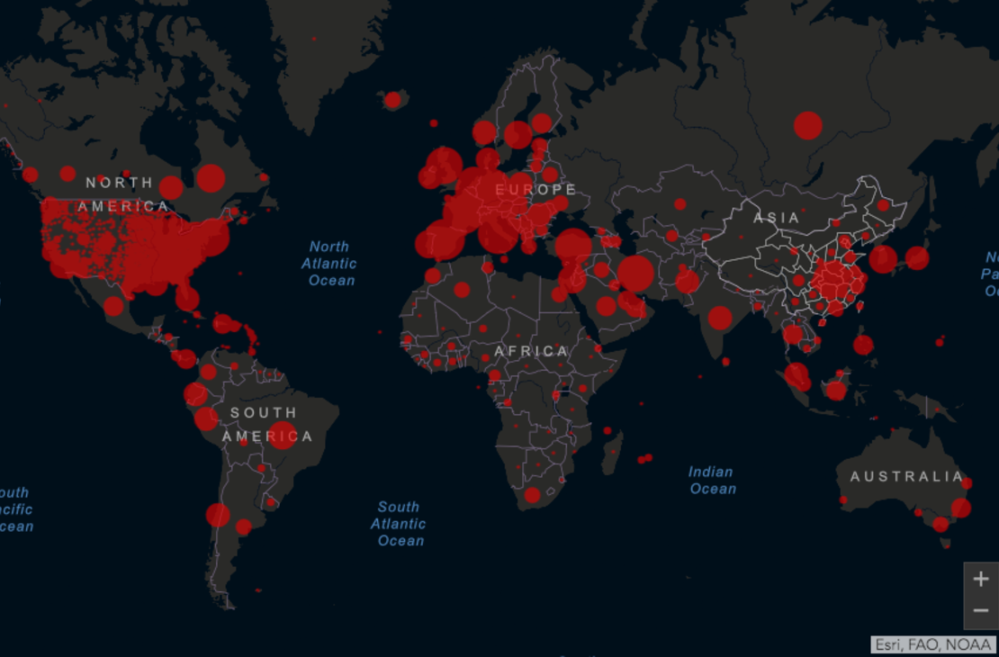 El mapa de casos de coronavirus se actualiza en tiempo real a medida que las agencias de salud globales confirman más casos.