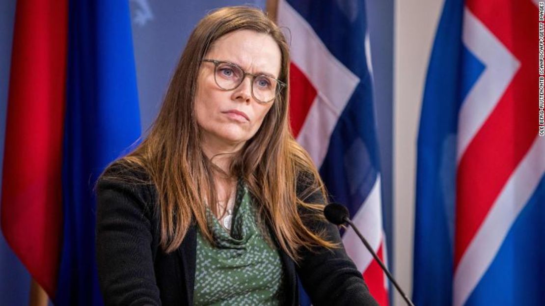 La primera ministra de Islandia, Katrín Jakobsdóttir, en una conferencia de prensa conjunta con sus homólogos de Lichtenstein y Noruega, el 3 de febrero de 2020, en Oslo.