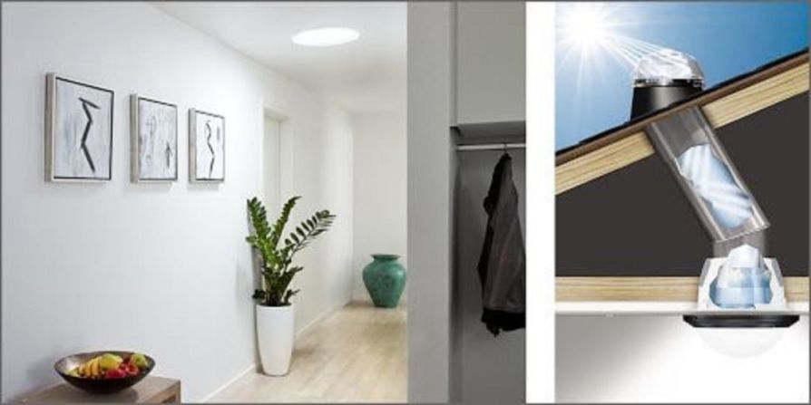 "Túnel Solar" — Es un sistema que canalizaría la luz solar a través de tubos hechos de materiales reflectantes desde los tejados hasta los apartamentos, para proporcionar beneficios psicológicos.