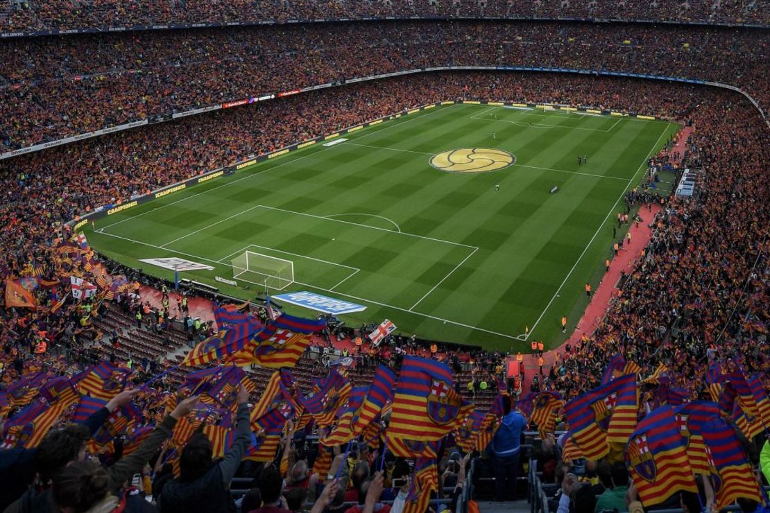 Vista general del estadio Camp Nou, el estadio del FC Barcelona, el 6 de mayo de 2018, en Barcelona, España, en un clásico entre Barça y Real Madrid.