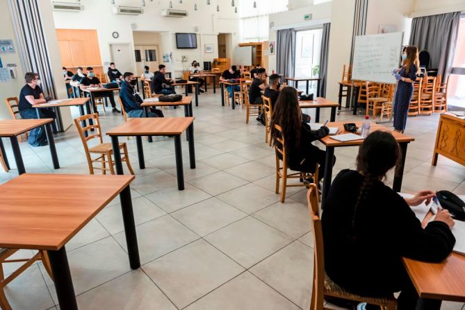 Salón de clases en Nicosia, la capital de Chipre.