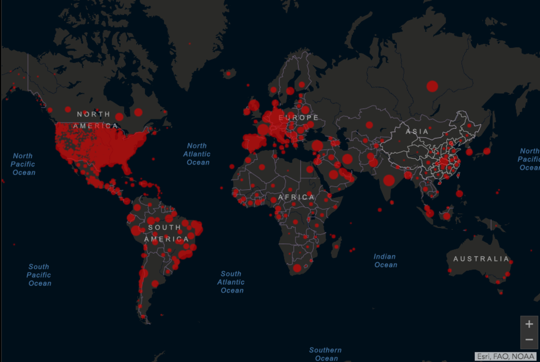 El mapa de casos de coronavirus se actualiza en tiempo real a medida que las agencias de salud globales confirman más casos.