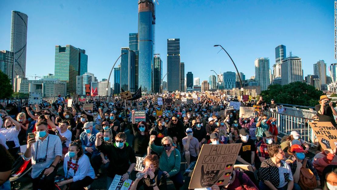 Activistas en Brisbane el sábado.