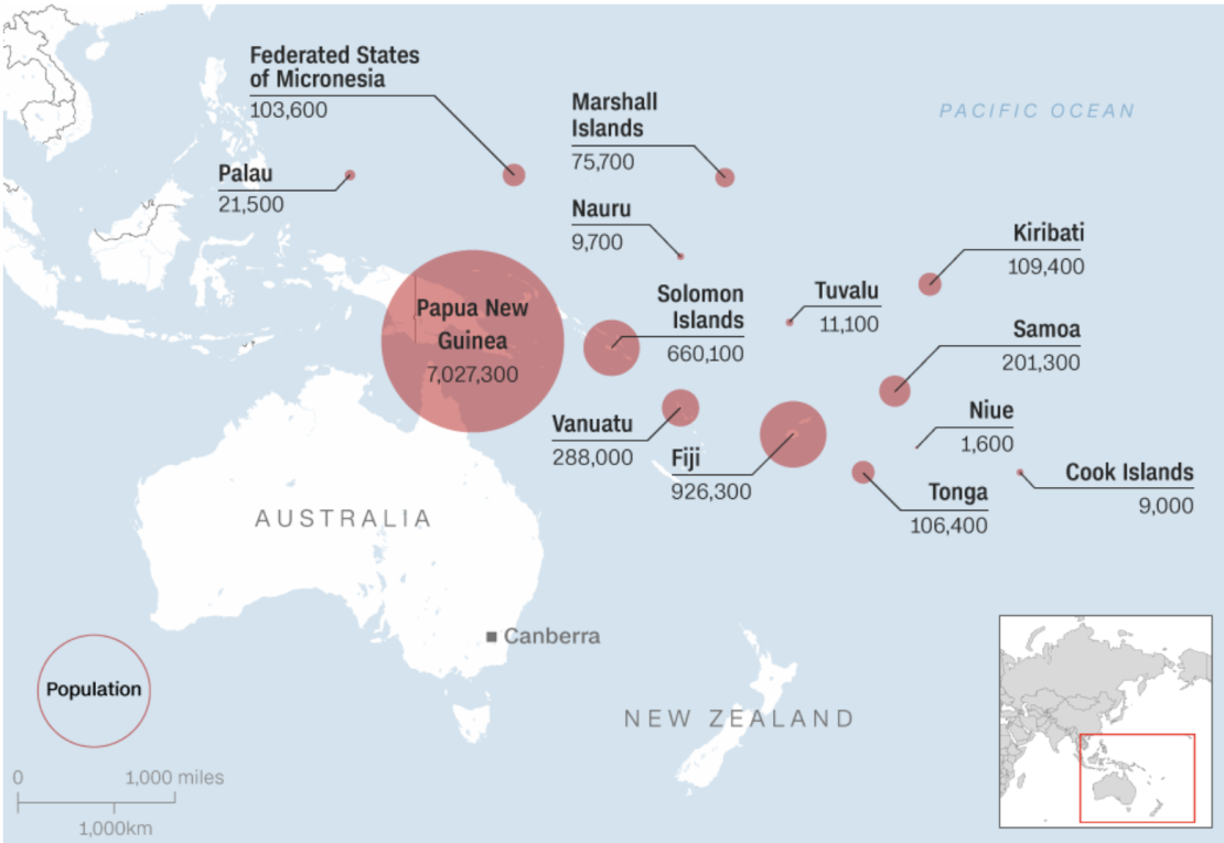 Hay menos de 10 millones de personas viviendo en 14 islas del Pacífico.