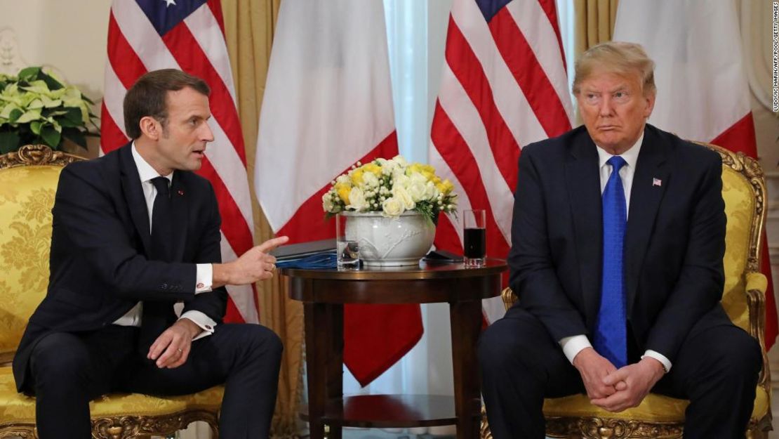 El presidente Donald Trump y su homólogo francés, Emmanuel Macron, durante un encuentro en Londres el 3 de diciembre de 2019 (Ludovic Marin/ Pool/ AFP/ Getty Images).