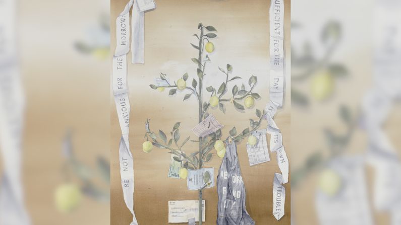 Cynthia Talmadge, "Lemon Tree And Household Mail", 2020. Tinta sobre papel. Cortesía del artista y 56 HENRY, Nueva York.
