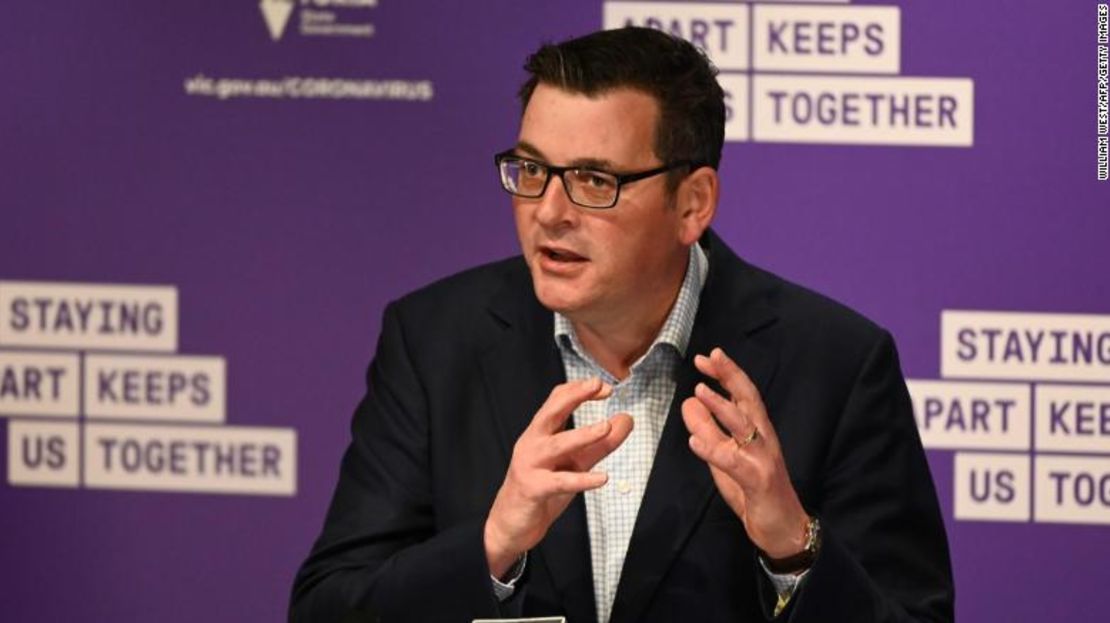 El primer ministro del estado de Victoria, Daniel Andrews, habla durante una conferencia de prensa en Melbourne, el 2 de agosto de 2020.