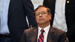 Colombian Senator and former M-19 guerrilla member Gustavo Petro attends a press conference before his installation in Congress at the Capitol in Bogota, Colombia, on July 20, 2018. - The Colombian Congress starts its four-year term Friday. (Photo by Diana Sanchez / AFP)