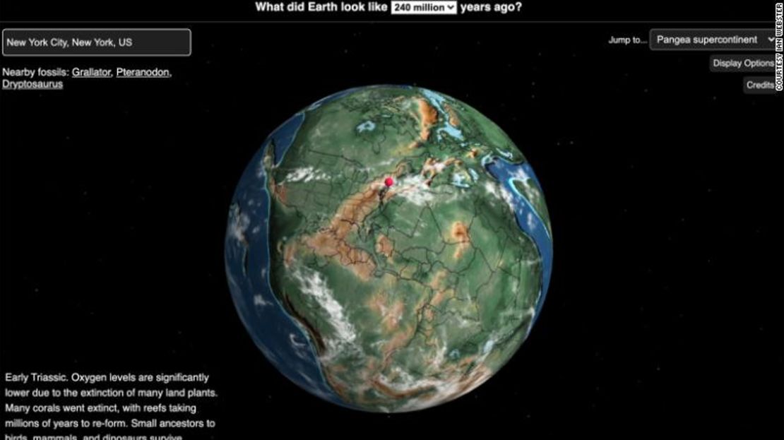 Nueva York en el supercontinente Pangea hace 240 millones de años.