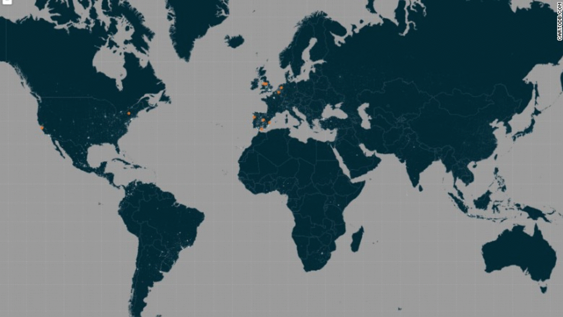 El mapa #JeSuisCharlie de CartoDB es su mapa más popular y ha generado 9,6 millones de visualizaciones.