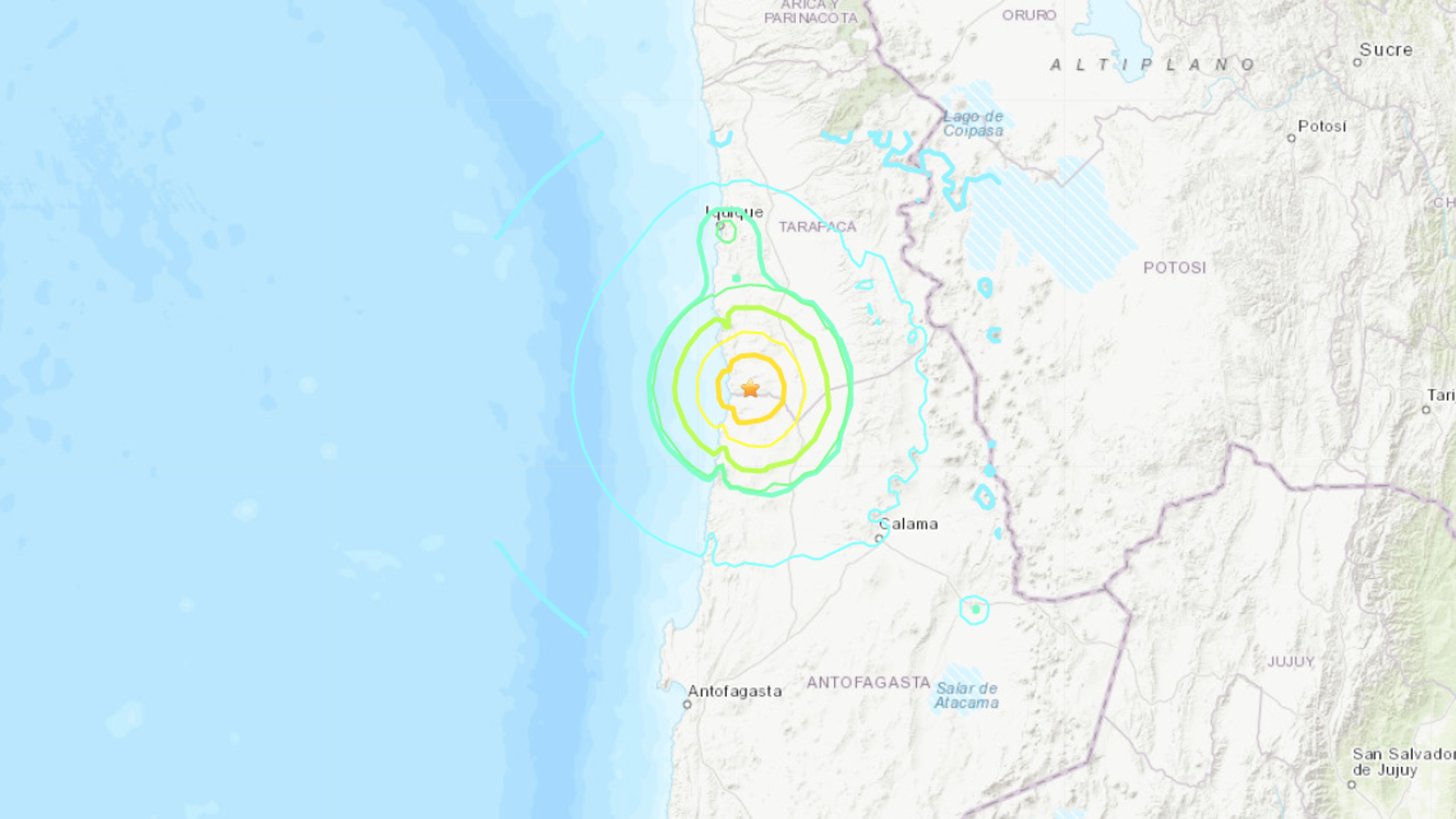 Fuerte sismo en el norte de Chile.