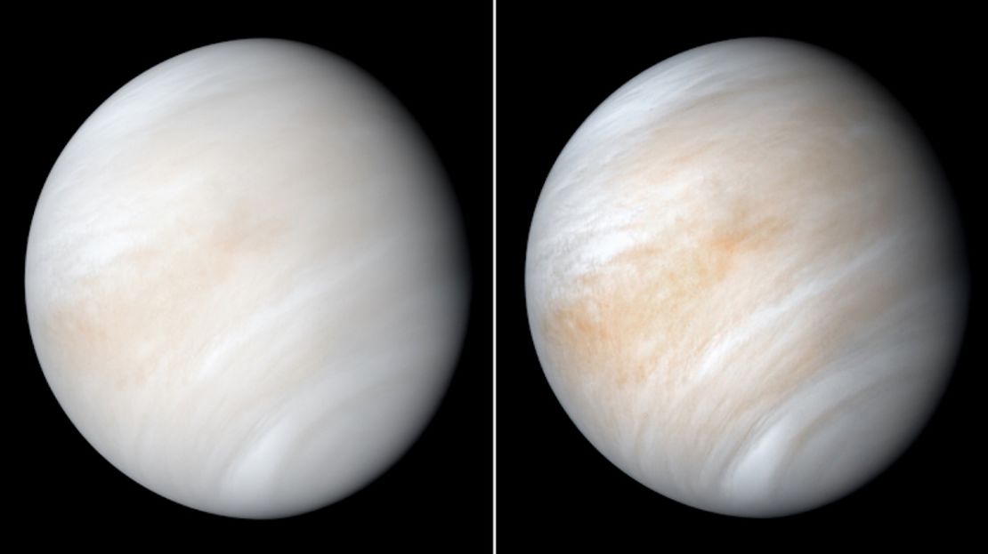 La nave espacial Mariner 10 de la NASA capturó esta vista de Venus envuelta en una densa capa de nubes global.